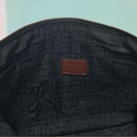 Fossil Brown Leather Large XL Weekender Laptop Briefcase Maddox Satchel Bag - Picture 7 of 13